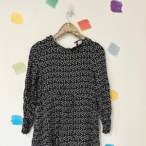 6 & Other Stories Black White Heart Print Long Sleeved Dress